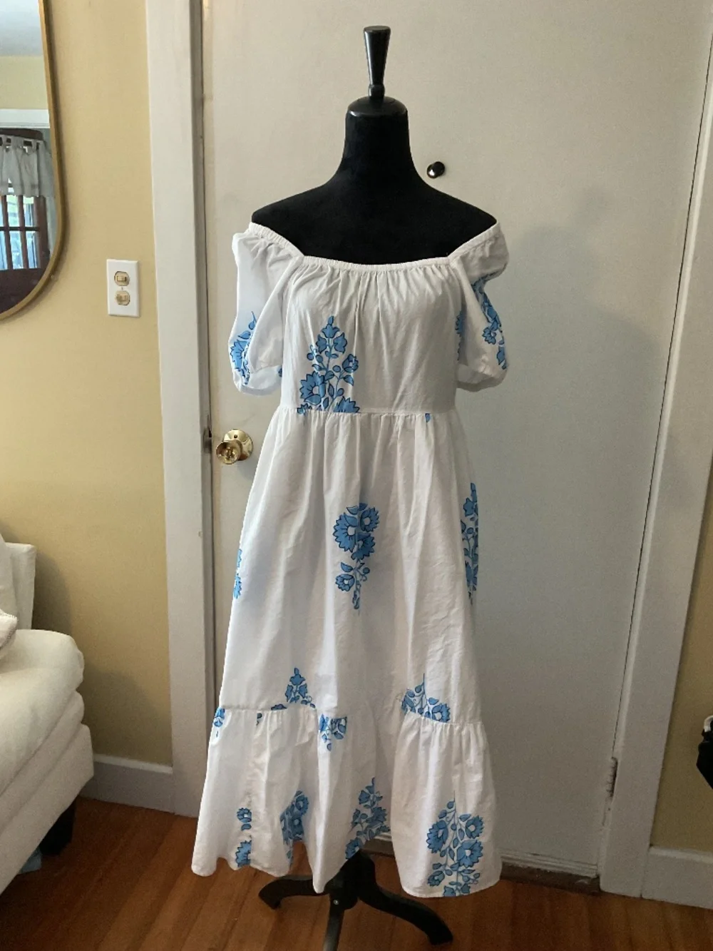 J.Crew Blue & White Floral Cotton Midi Dress – Size 6
